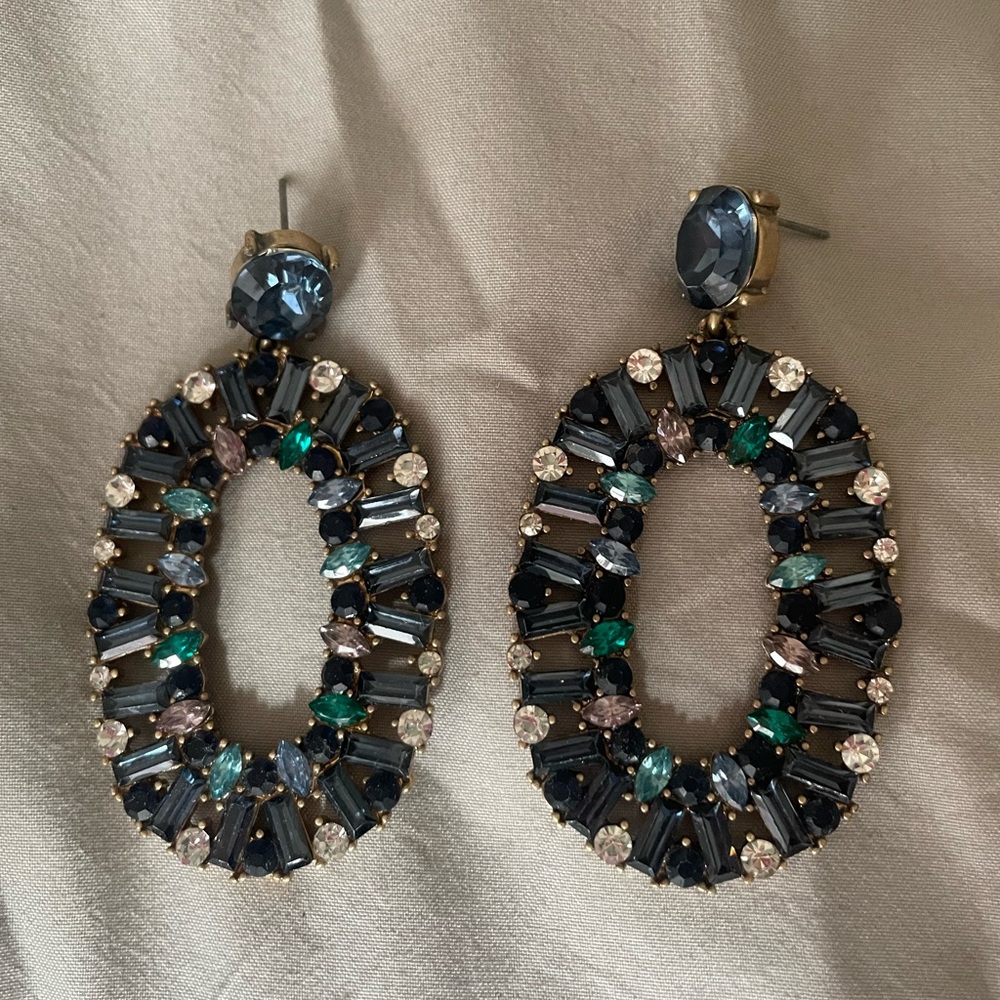 Multicolored Stone Statement Earrings - image 1